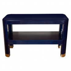 Deep blue lacquered goatskin console